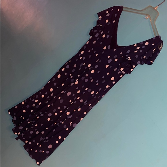 Chic Navy Polka Dot Midi Dress - Picture 1 of 11